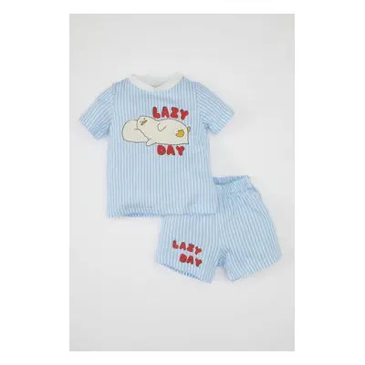 DEFACTO Baby Boy Striped Short Sleeve Shorts Cotton Pajama Set