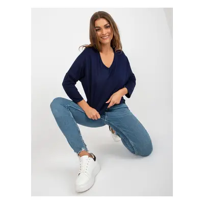 Navy Blue Women's Basic Viscose Blouse