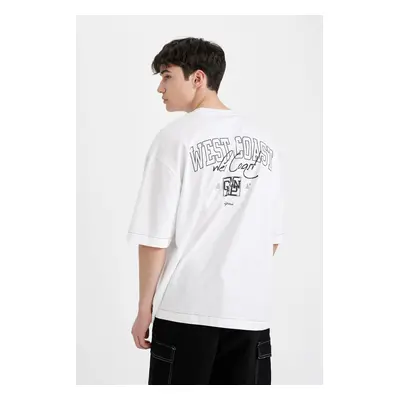 DEFACTO Loose Fit Crew Neck Back Printed Short Sleeve T-shirt