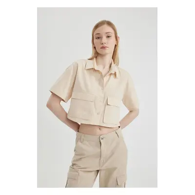 DEFACTO Cool Oversize Fit Short Sleeve Crop Shirt