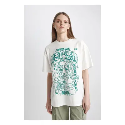 DEFACTO Cool Oversize Fit Printed Short Sleeve T-Shirt