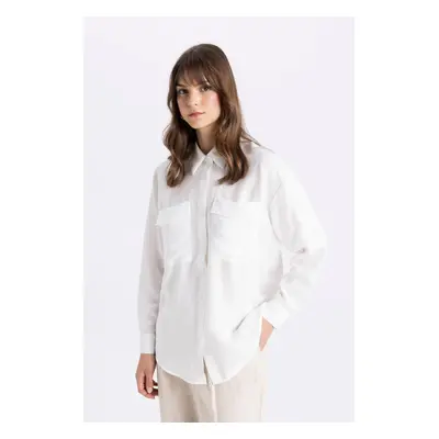 DEFACTO Relax Fit Long Sleeve White Shirt Tunic