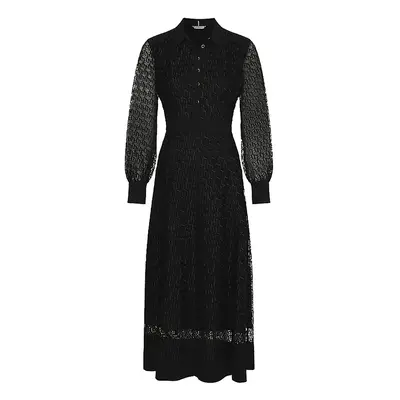 Tommy Hilfiger Dress - MESH EMB F&F MAXI DRESS LS black