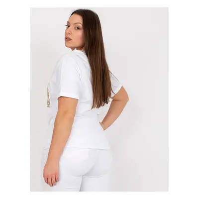 White cotton blouse of larger size with pocket