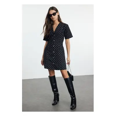 Trendyol Black Polka Dot Mini Denim Dress