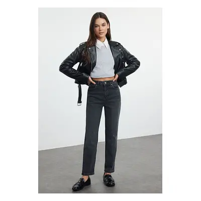 Trendyol Anthracite Normal Waist Slim Mom Jeans