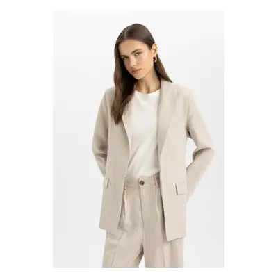 DEFACTO Oversize Fit Jacket Collar Linen Blended Blazer Jacket