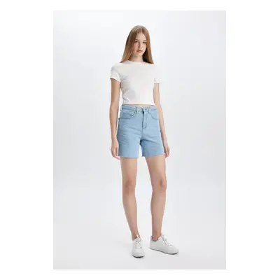 DEFACTO High Waist Cut Out Jean Shorts