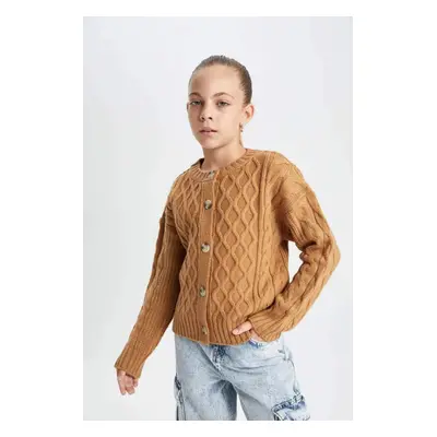 DEFACTO Girls Crew Neck Buttoned Cardigan