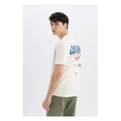 DEFACTO Regular Fit Crew Neck Back Printed Short Sleeve T-Shirt