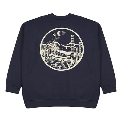 Trendyol Indigo Plus Size Oversize/Wide Cut Back Printed Inside Polar Fleece Sweatshirt