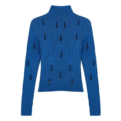 Trendyol Limited Edition Indigo Stone Detailed Stand Collar Knitwear Sweater