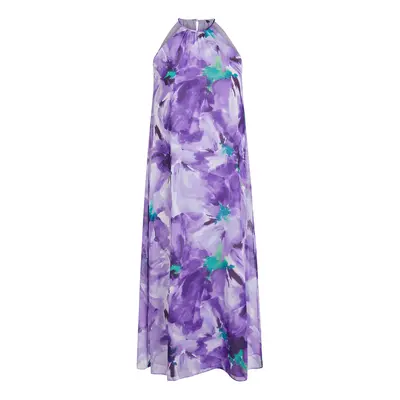 Trendyol Purple Floral Shift Midi Woven Dress