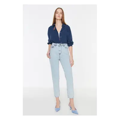 Trendyol Ice Blue Acid Wash High Waist Mom Jeans