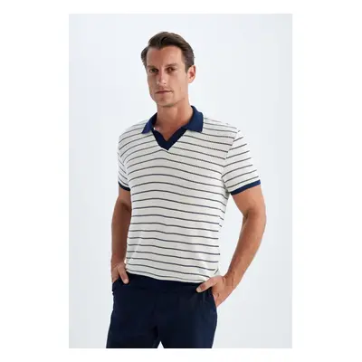 DEFACTO Regular Fit Striped Knitwear Short Sleeve Polo T-Shirt