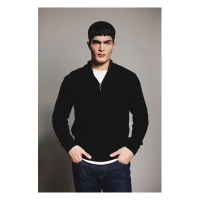 DEFACTO Standard Fit Half Zipper Waffle Sweater