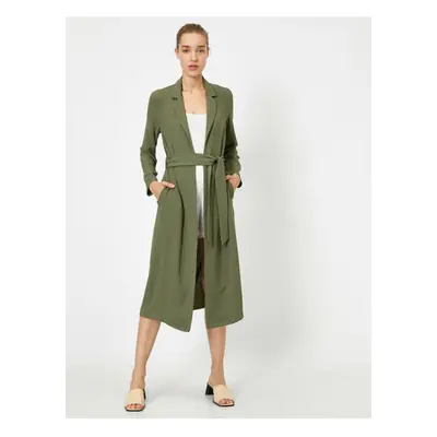 Koton Women's Green Belted Long Kimono