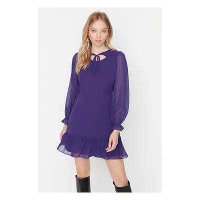 Trendyol Purple Collar Detailed Woven Winter Dress