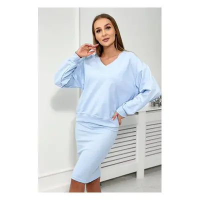 Set blouse + ribbed dress cyan