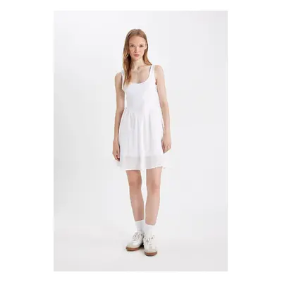 DEFACTO Coool Round Neck White Suspender Mini