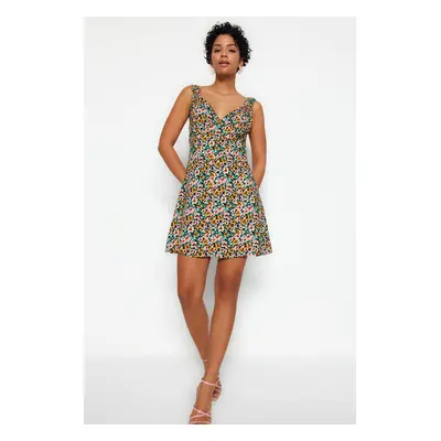 Trendyol Yellow V Neck Printed Woven Woven Dress