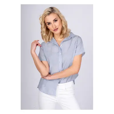 Lady's striped shirt with short sleeves - blue