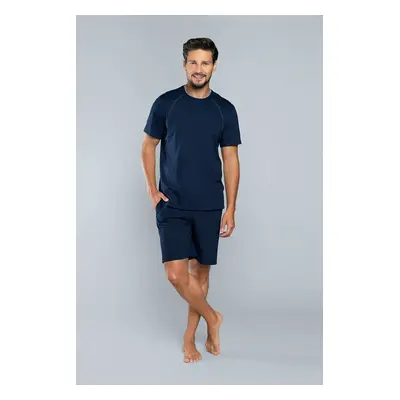 Men's pyjamas Niko, short sleeves, 1/2 pants - dark blue