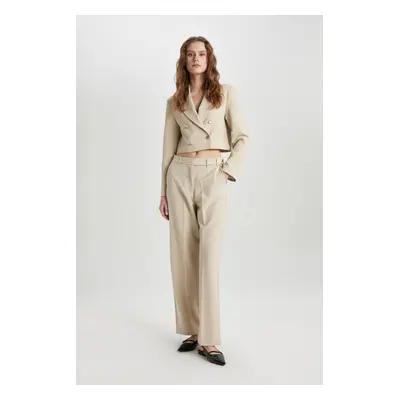 DEFACTO Straight Fit High Waist Straight Leg Trousers