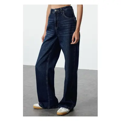 Trendyol Dark Blue High Waist Wide Leg Jeans