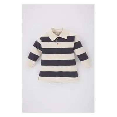 DEFACTO Baby Girl Polo Neck Striped Long Sleeve Dress