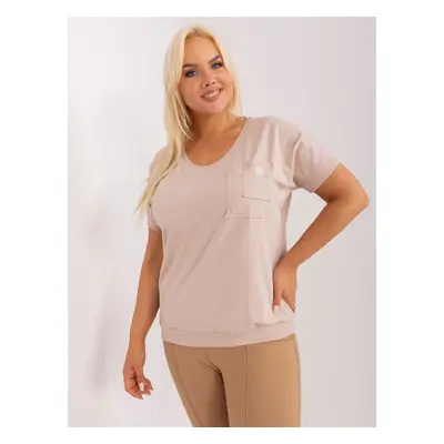 Lady's beige blouse plus size