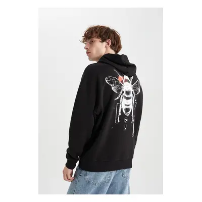 DEFACTO Oversize Fit Back Printed Hooded Sweatshirt