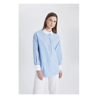 DEFACTO Relax Fit Striped Poplin Long Sleeve Shirt Tunic