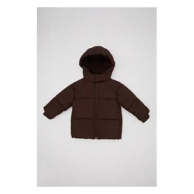 DEFACTO Baby Boy Water Repellent Ribbed Sleeve Hooded Fleece Lined Puffer Jacket