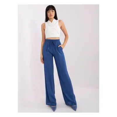 Dark blue woven viscose trousers