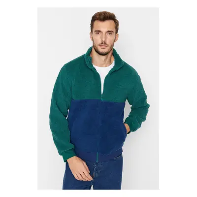 Trendyol Emerald Regular/Regular Fit Zipper High Neck Color Block Sweatshirt