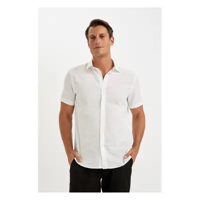 DEFACTO White Regular Fit Regular Cut Cotton Short Sleeve Shirt