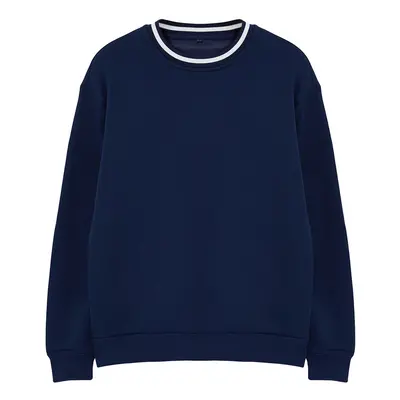 Trendyol Indigo Premium Oversize/Wide Cut Collar Knitwear Tape Detailed Sweatshirt