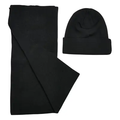 Recycled Base Hat & Scarf Set Black