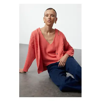 Trendyol Pink Double Breasted Detailed Double Blouse-Cardigan Set Knitwear