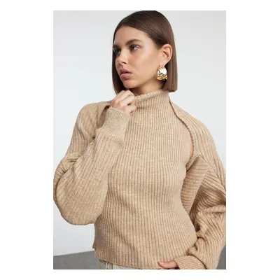 Trendyol Beige Soft Texture Bolerous Knitwear Sweater