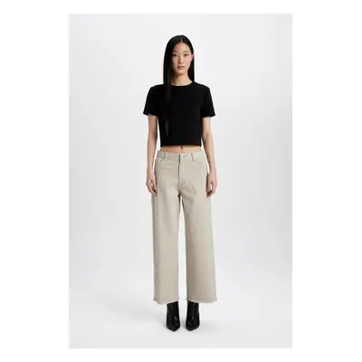 DEFACTO Culotte High Waist Wide Leg Gabardine Trousers