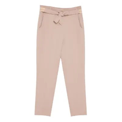 Trendyol Beige Tie Detailed Woven Trousers