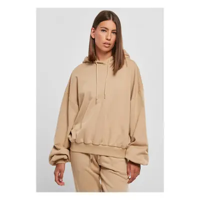 Women's organic oversized terry cloth with a hood in beige