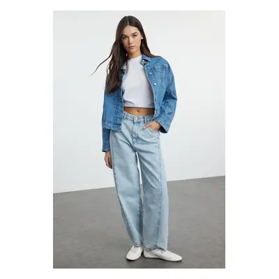 Trendyol Blue Stitch Detailed High Waist Barrel Baggy Jeans