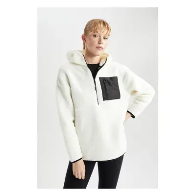 DEFACTO Fit Standard Fit Hooded Fleece Sweatshirt