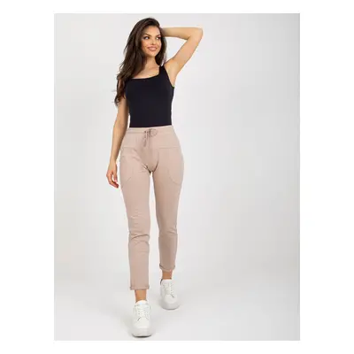 Beige women's sweatpants with pockets