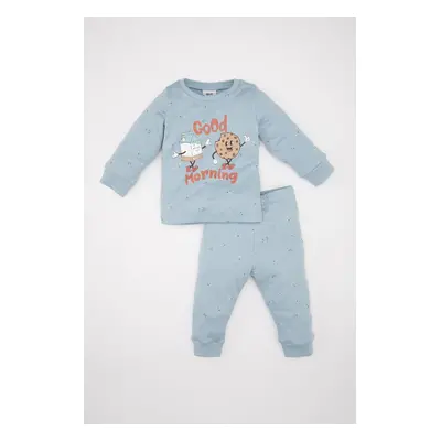 DEFACTO Baby Boy Printed Long Sleeve Top Long Bottom Pajama Set