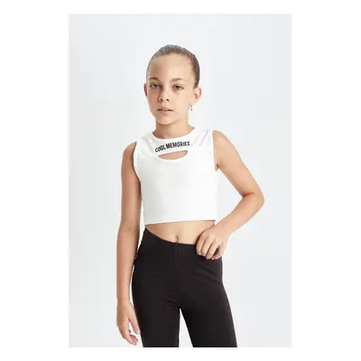 DEFACTO Girl's Crew Neck Printed Tank Top