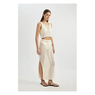 DEFACTO Fall In Love Regular Fit Openwork Knitwear Maxi Beach Skirt